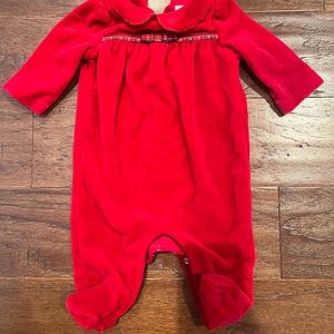 Ralph Lauren baby girl velvet onesie size 3M in red